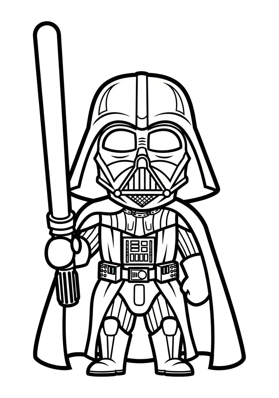 Darth Vader Kleurplaat 8 schattige vader lichtzwaard kleurplaat
