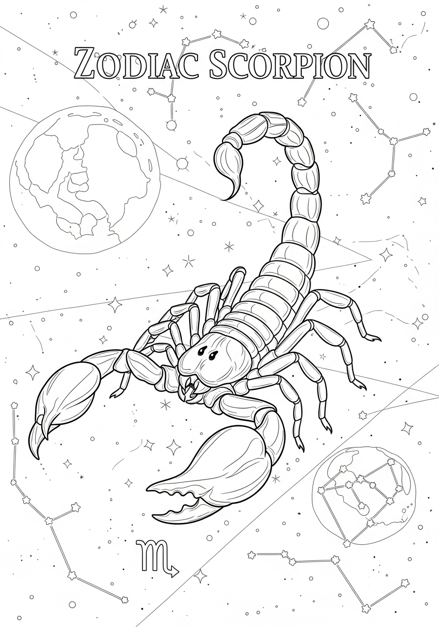 Kleurplaat Schorpioen 9 sterrenbeeld schorpioen zodiac kleurplaat