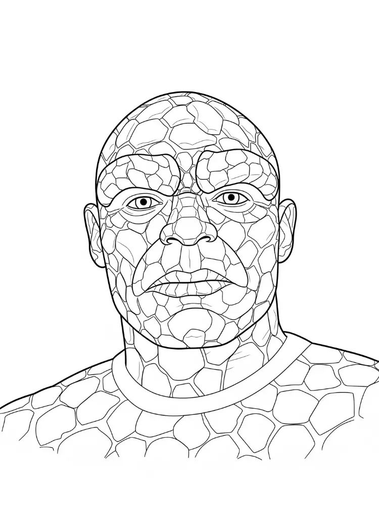 Kleurplaat Fantastic Four 9 the thing hoofd fantastic four kleurplaat