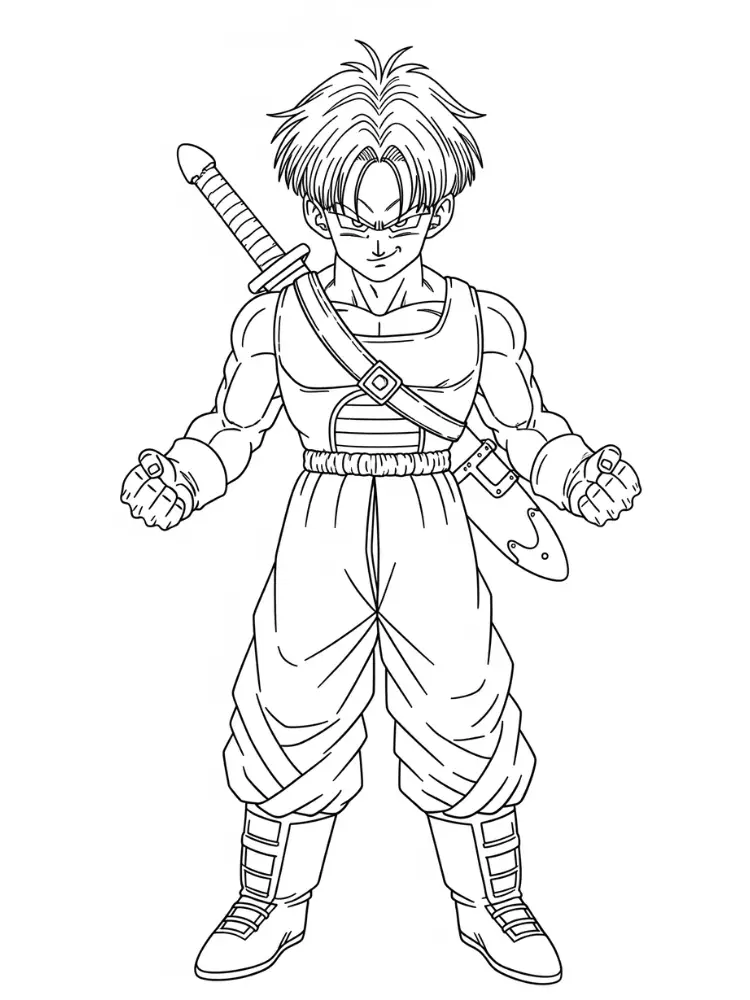 Kleurplaat Dragon Ball Z 15 trunks met zwaard dragon ball z kleurplaat