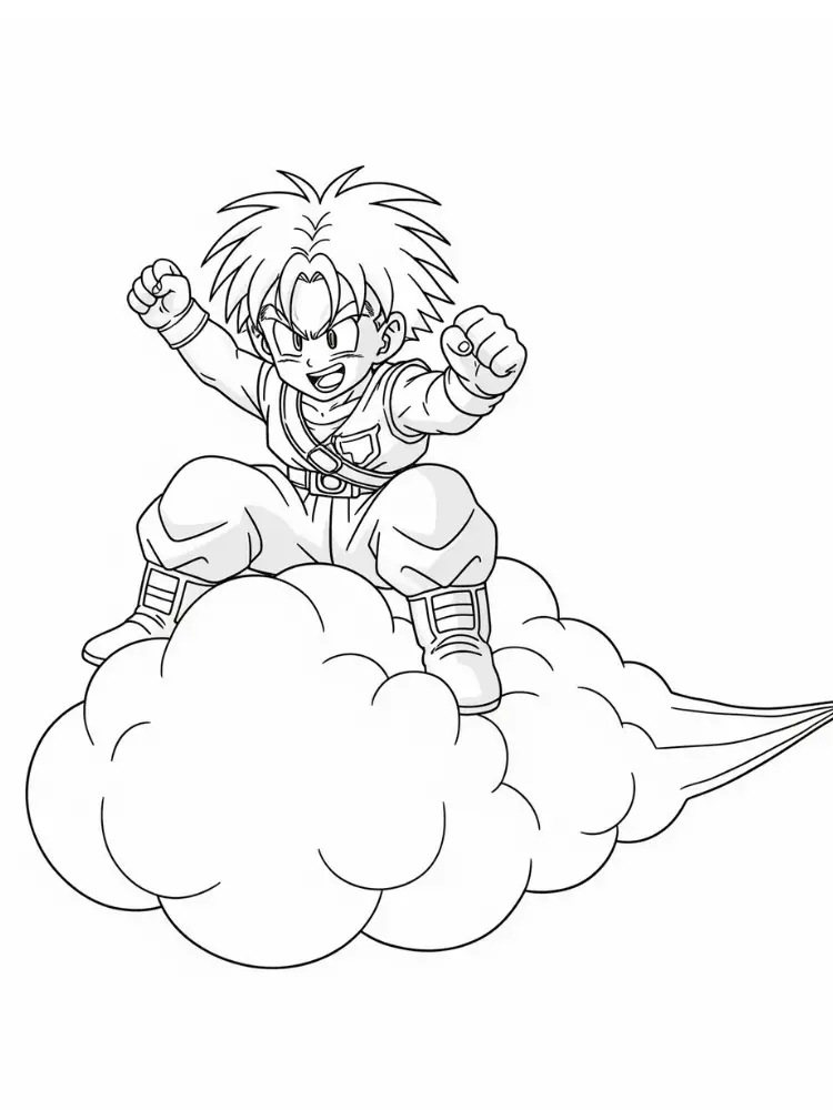 Kleurplaat Dragon Ball Z 14 trunks op vliegende wolk dragon ball z kleurplaat