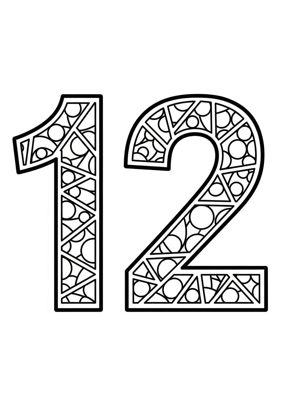 twaalf geometrisch patroon kleurplaat