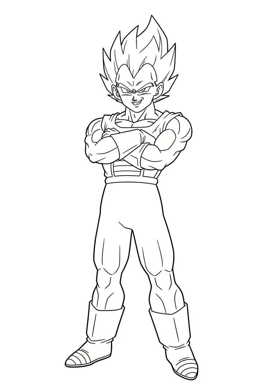 vegeta kruist armen kleurplaat