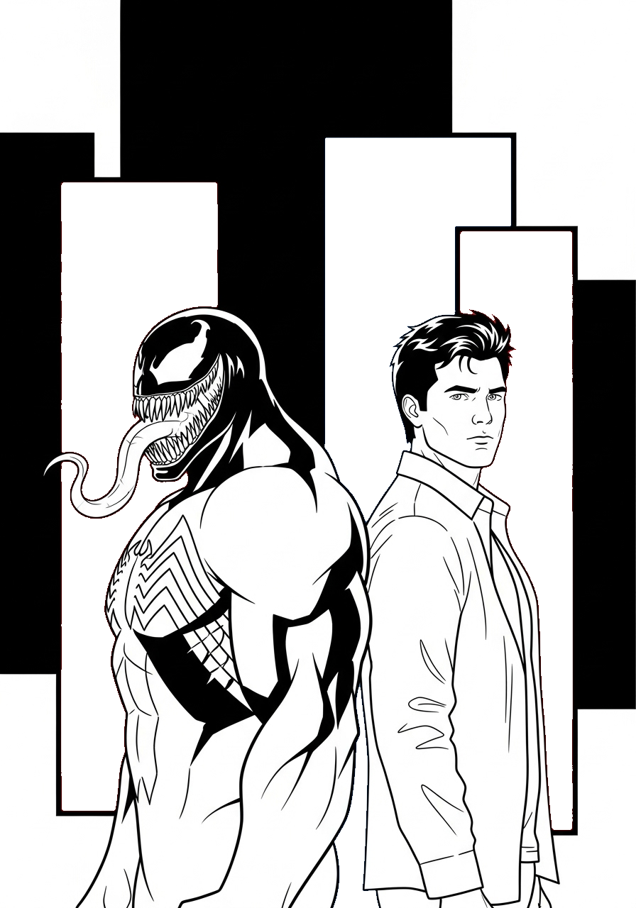 Venom Kleurplaat 15 venom en eddie brock silhouet kleurplaat
