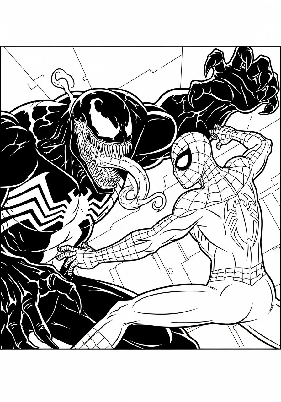 Venom Kleurplaat 9 venom vs spiderman episch gevecht kleurplaat