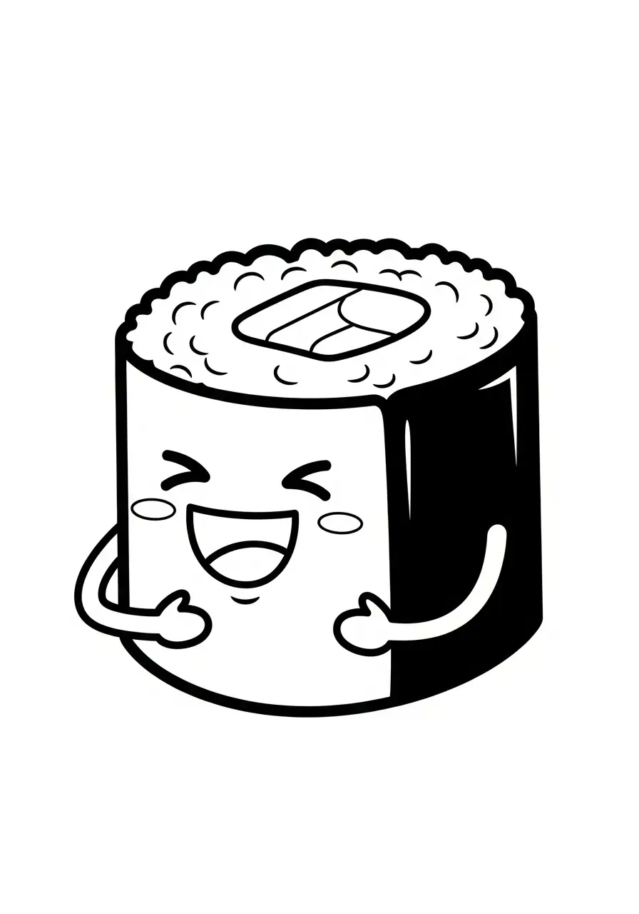 vrolijke sushi kleurplaat