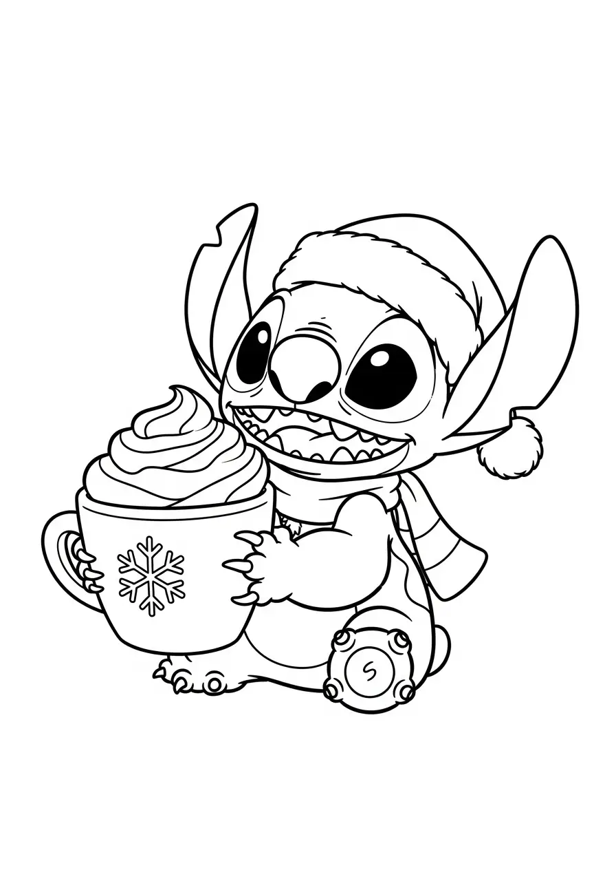 warme chocomel stitch kleurplaat