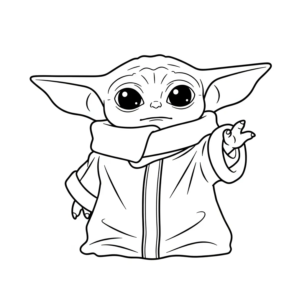 Kleurplaat Baby Yoda