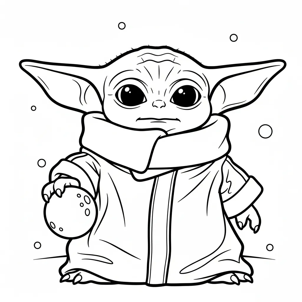 Kleurplaat Baby Yoda 1