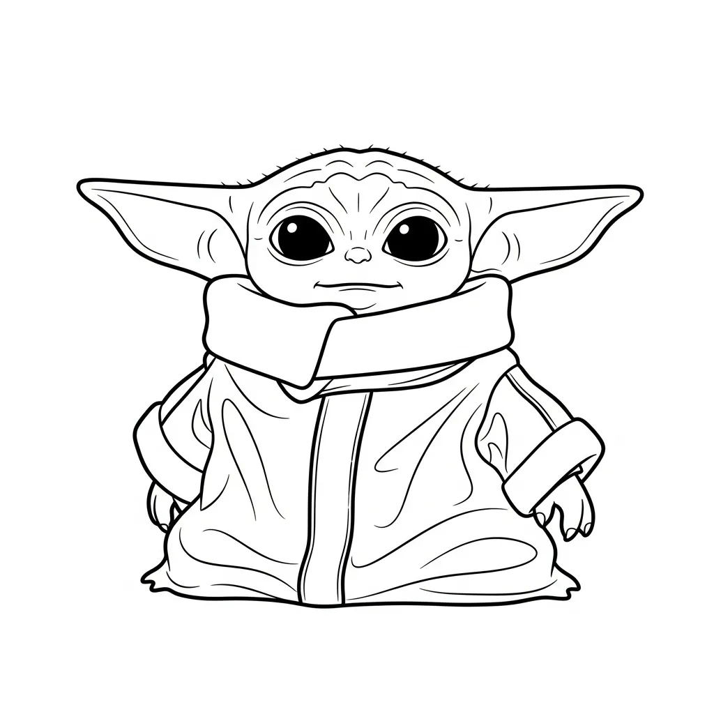 Kleurplaat Baby Yoda 2