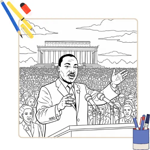 Kleurplaat Martin Luther King Jr thumbnail