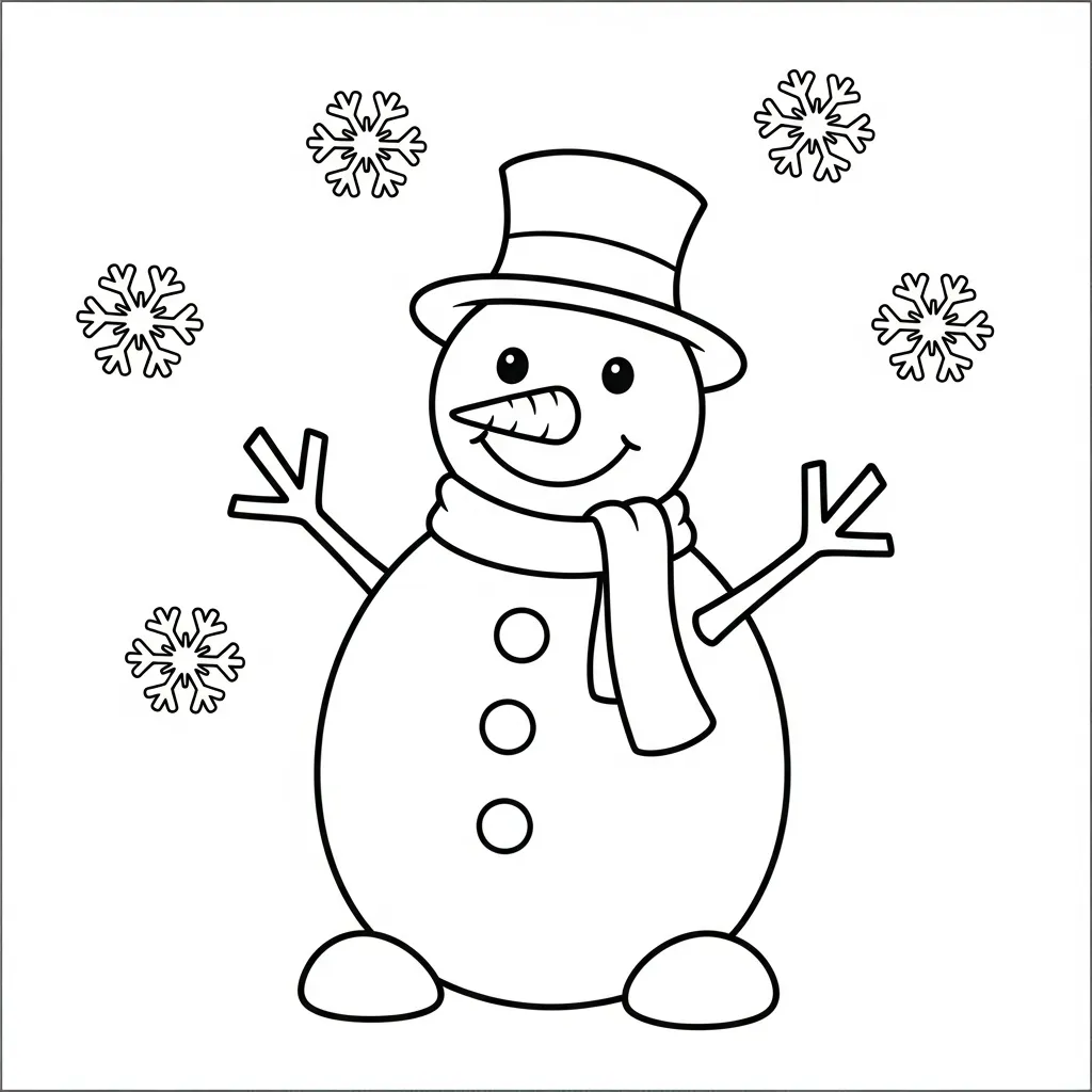 Kleurplaat Sneeuwman