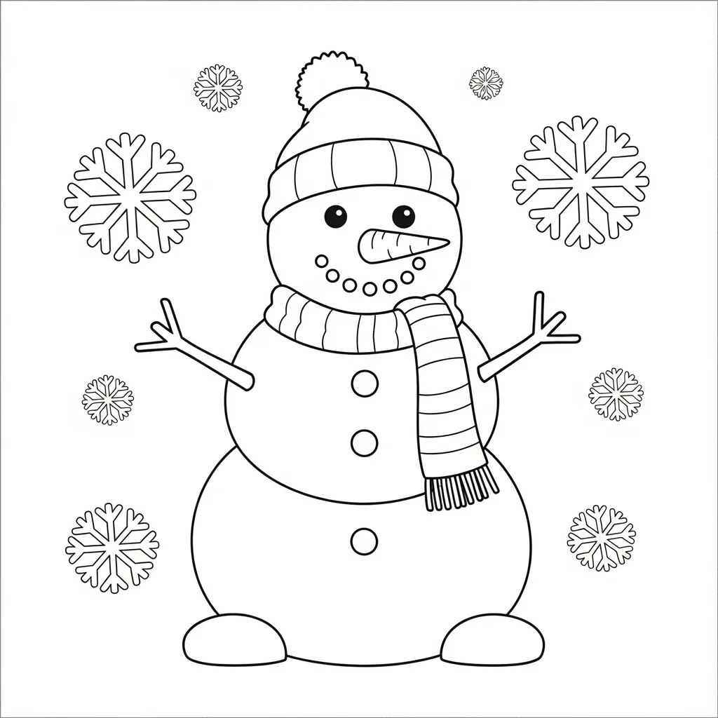 Kleurplaat Sneeuwman 2