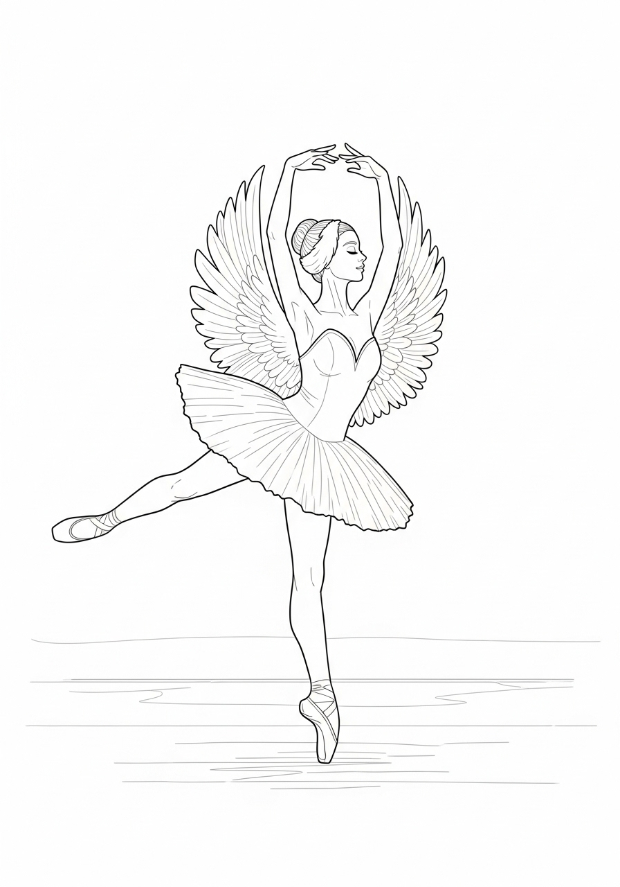Ballerina Kleurplaat 16 ballerina met sierlijke vleugels kleurplaat