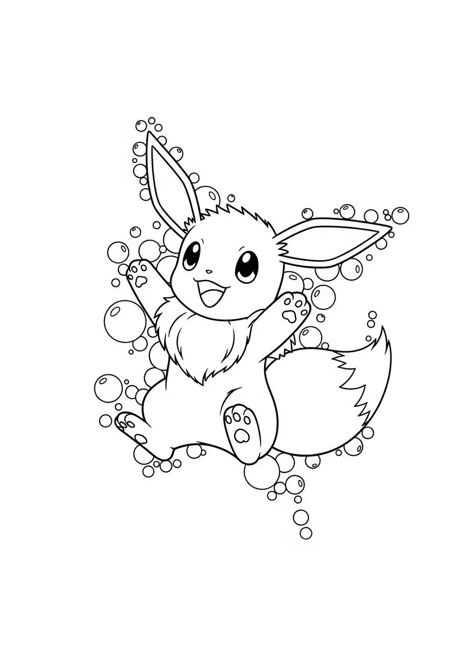 blijde eevee in de bellenzee kleurplaat