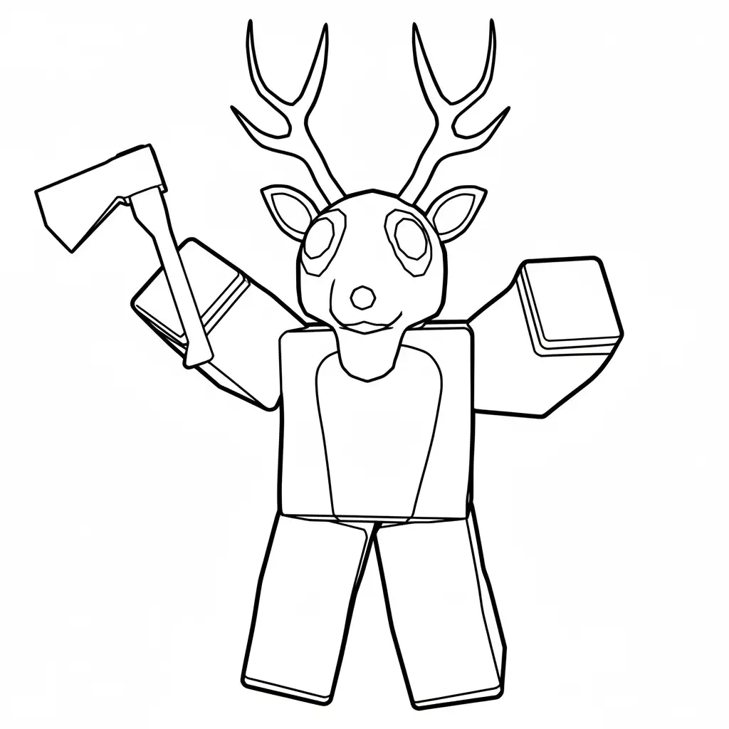 99 Nights in The Forest Kleurplaat 8 blokkerige hertenman kleurplaat