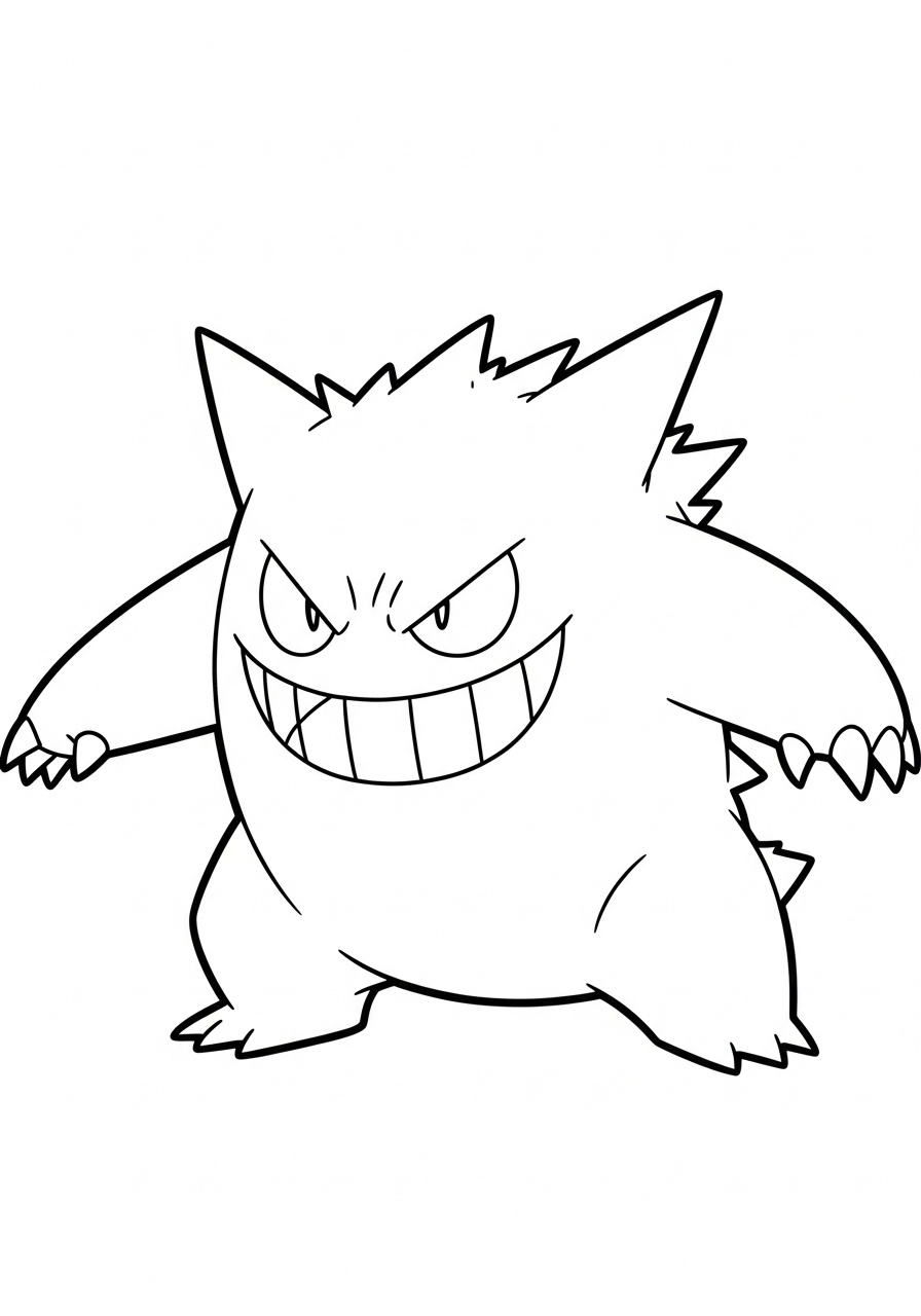 Gengar kleurplaat 25 boze gengar klaar voor gevecht kleurplaat