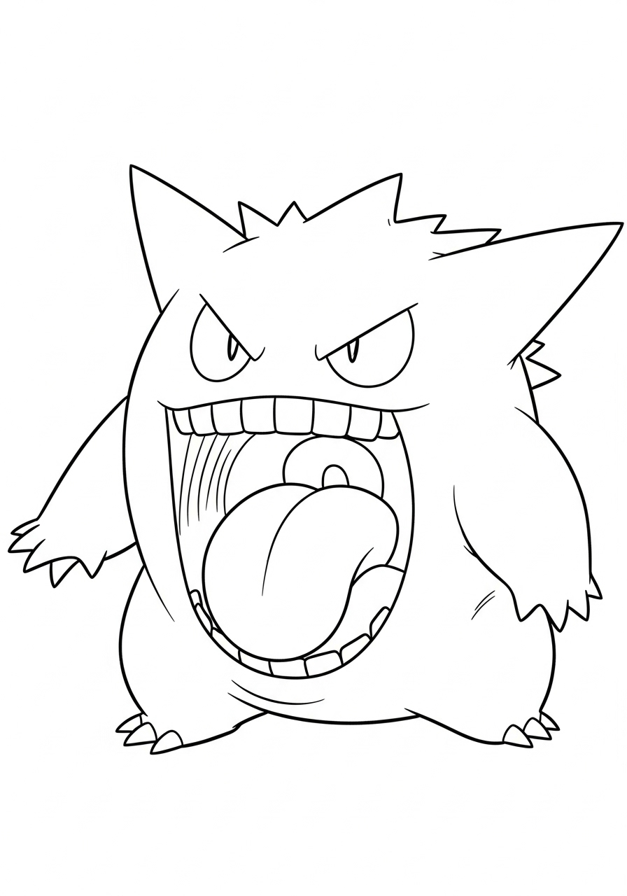 Gengar kleurplaat 24 boze gengar met tong kleurplaat