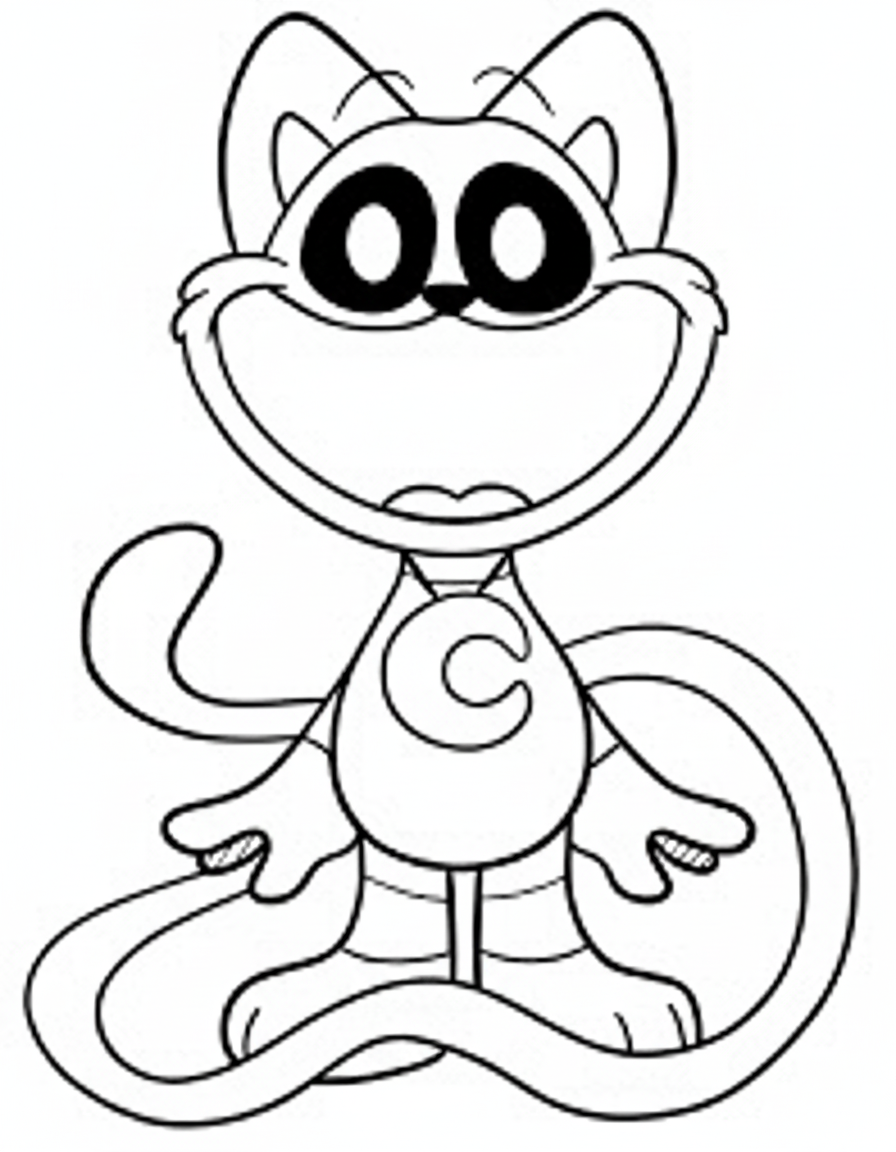 Kleurplaat Catnap 9 catnap schattige cartoonstijl met letter c kleurplaat