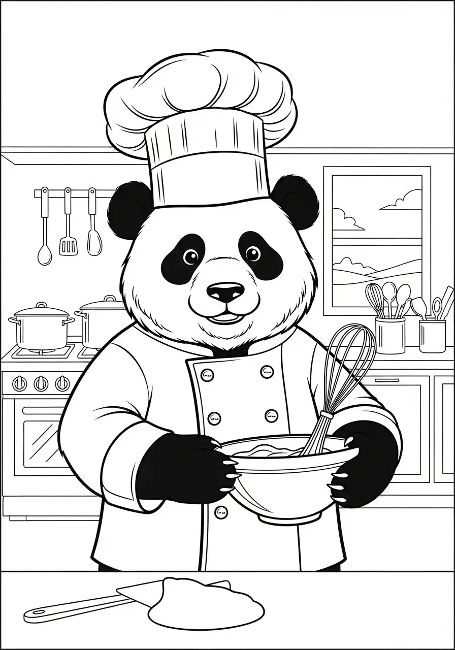 chef panda keuken kleurplaat