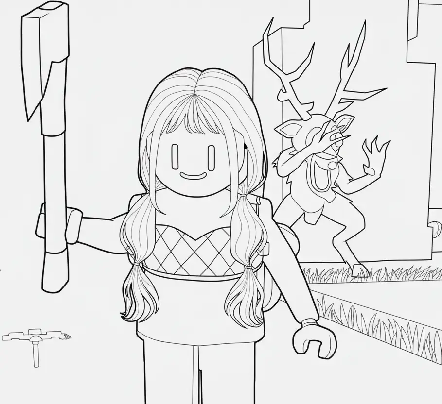 99 Nights in The Forest Kleurplaat 10 dappere meisje bosgeest kleurplaat