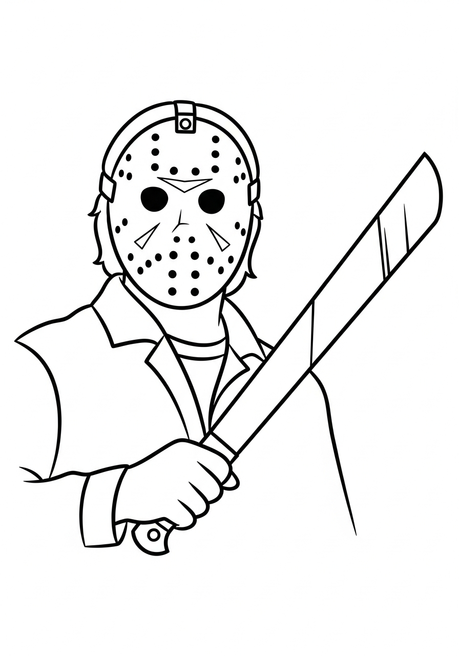 Kleurplaat Jason Voorhees 8 de hockeyheld met het grote mes kleurplaat