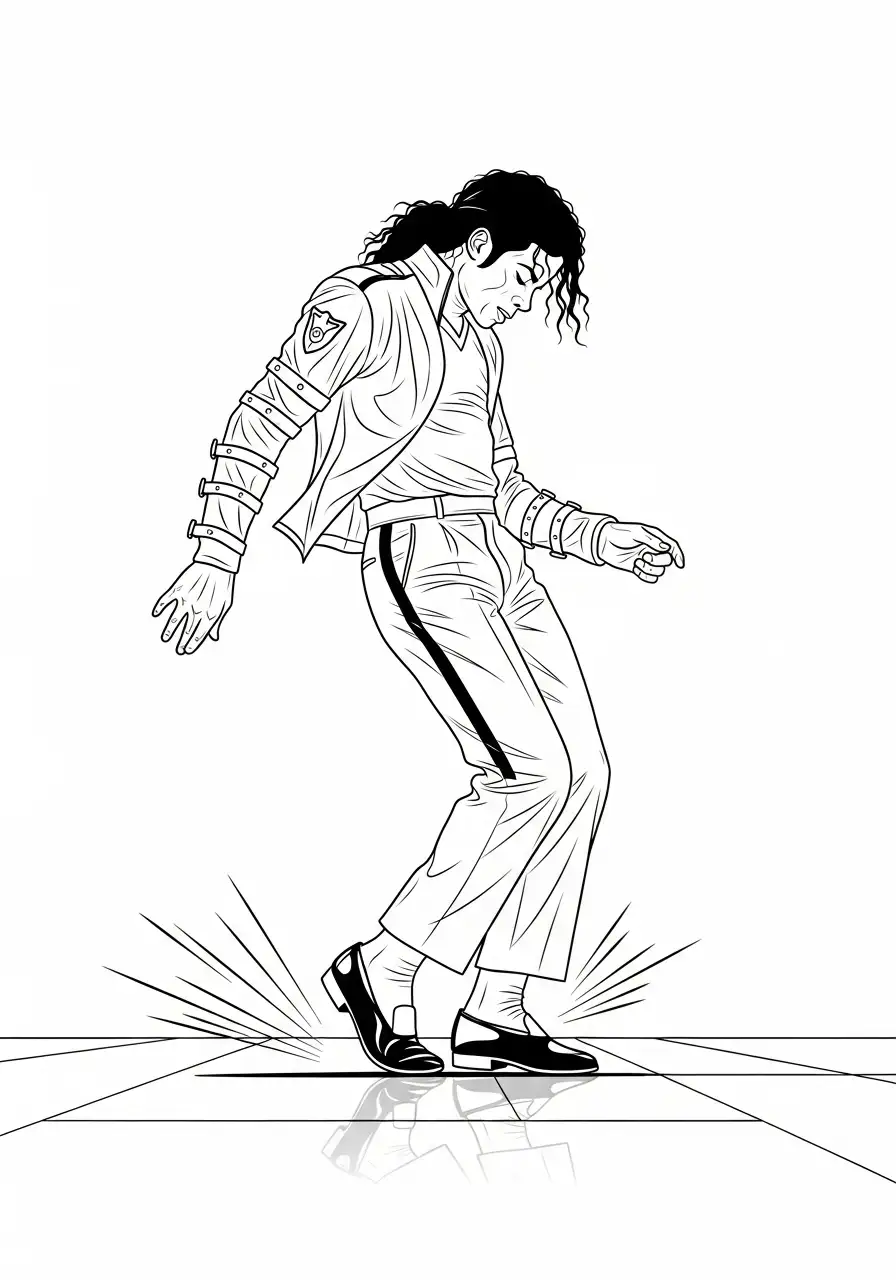 Kleurplaat Michael Jackson 9 de magische dansstap kleurplaat