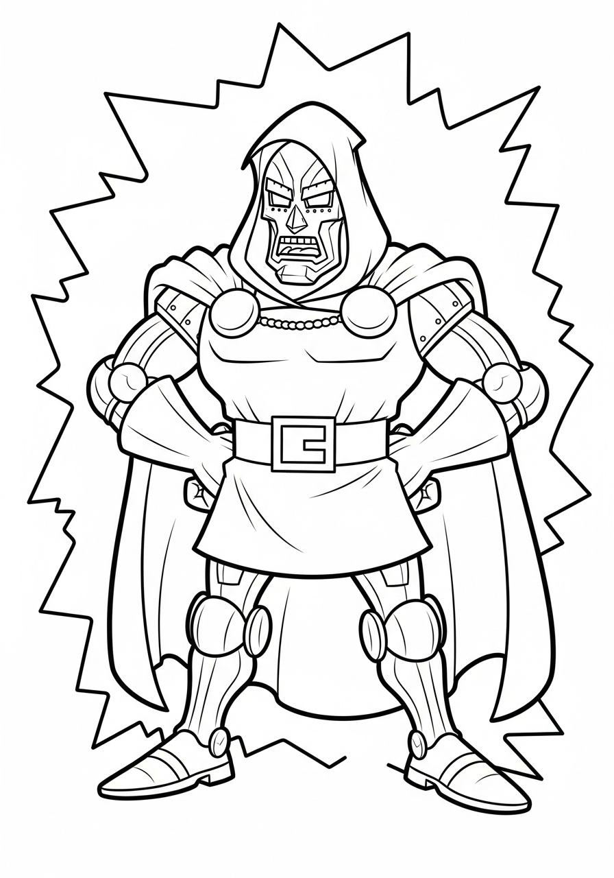 Kleurplaat Doctor Doom 8 doctor doom cartoon stijl kleurplaat