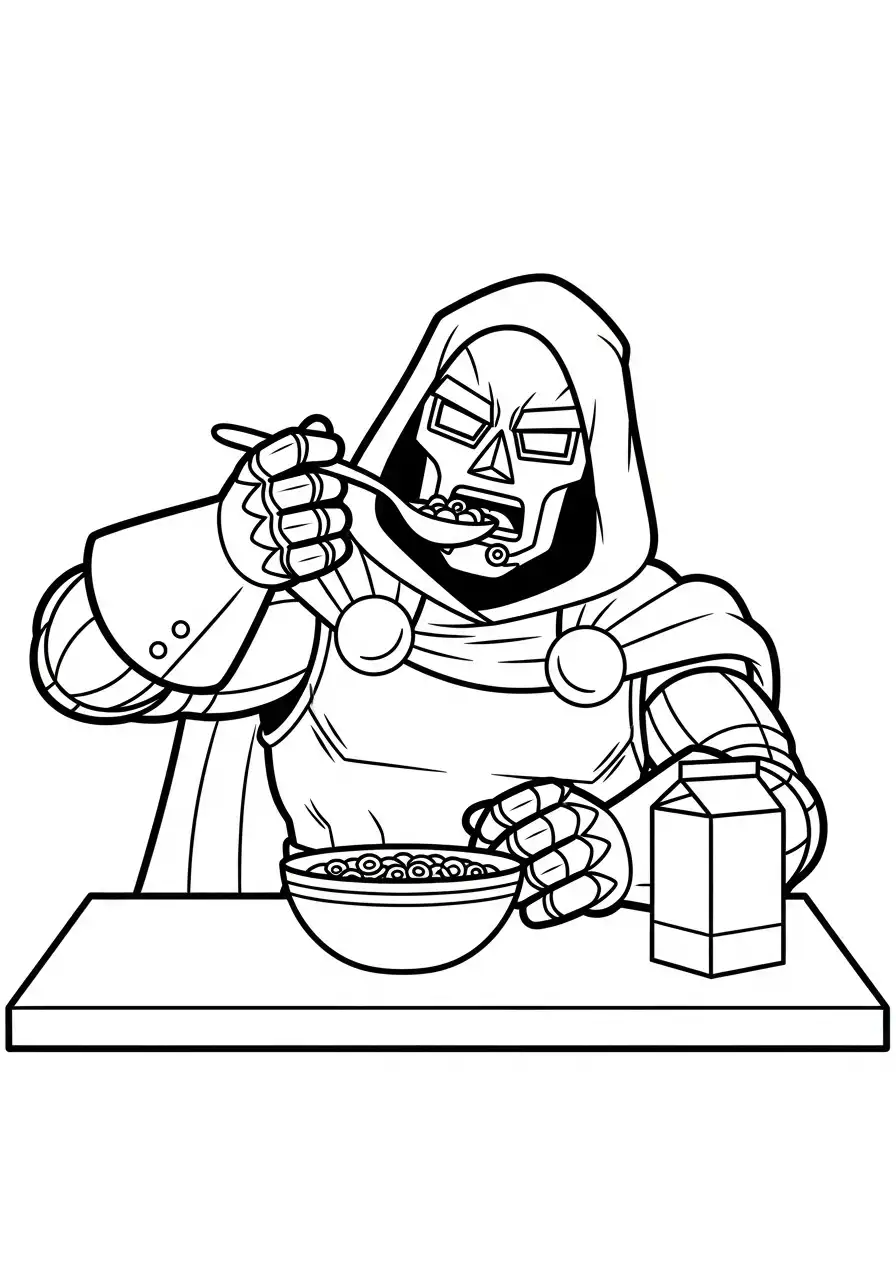 doctor doom eet ontbijt kleurplaat
