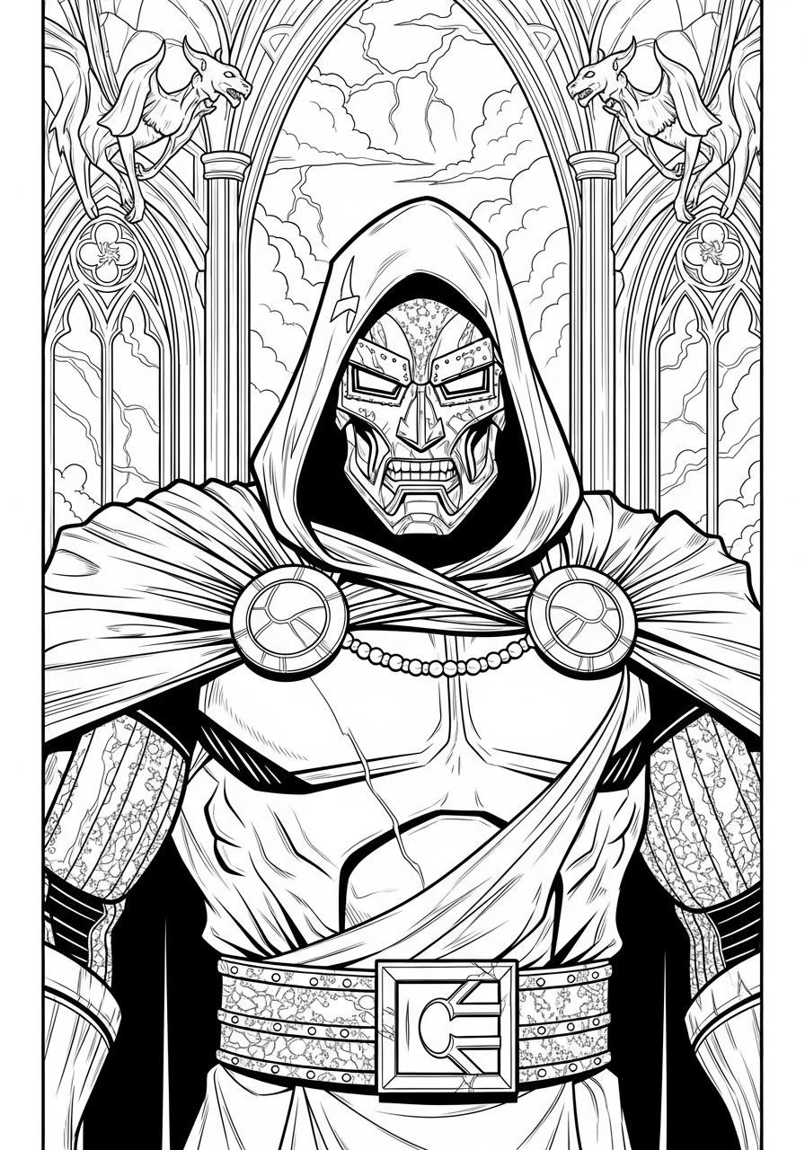Kleurplaat Doctor Doom 10 doctor doom gotische stijl kleurplaat