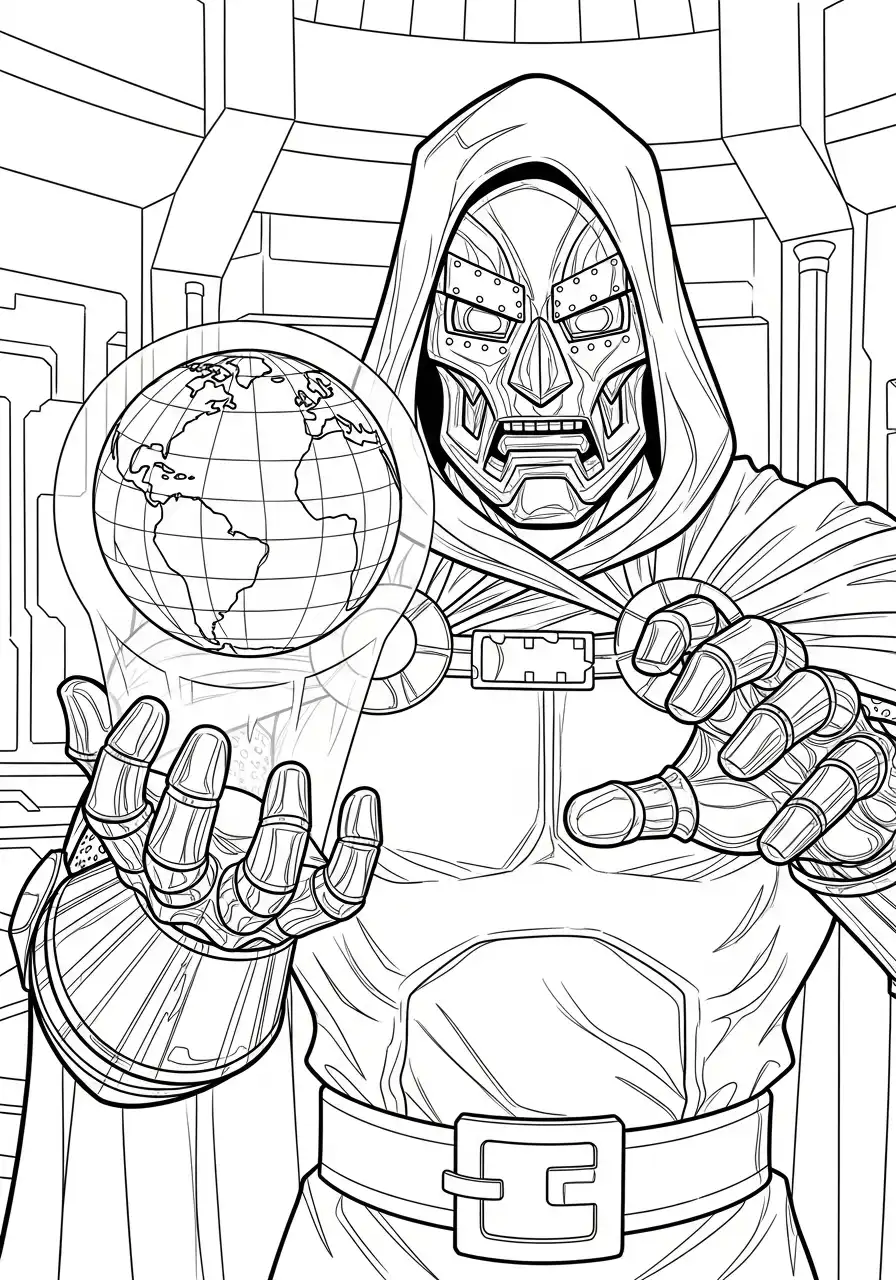 doctor doom met de wereldbol kleurplaat