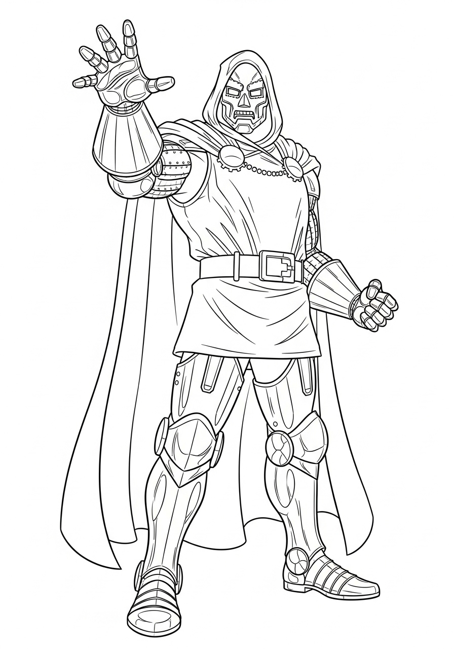 Kleurplaat Doctor Doom 17 doctor doom metalen handschoen kleurplaat