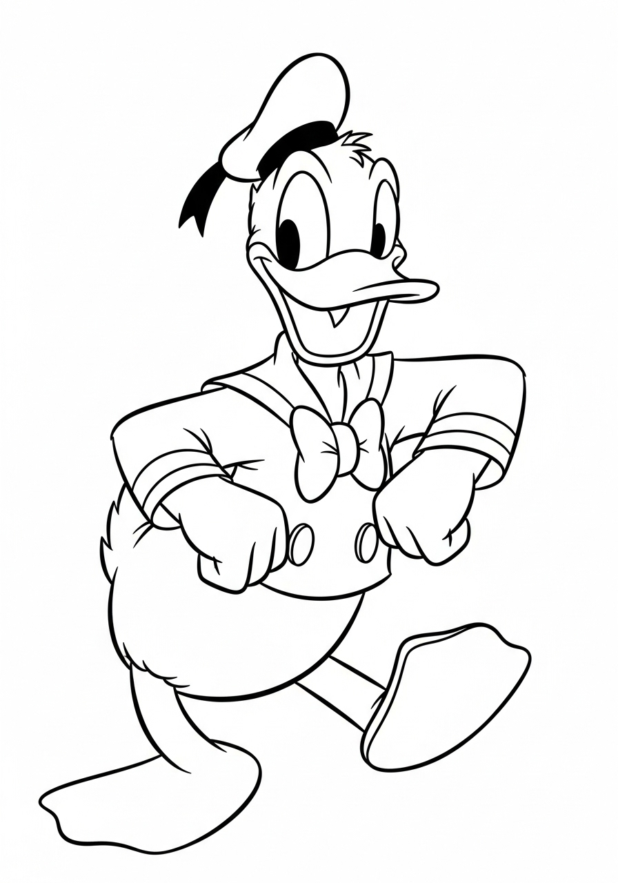 donald in actie kleurplaat