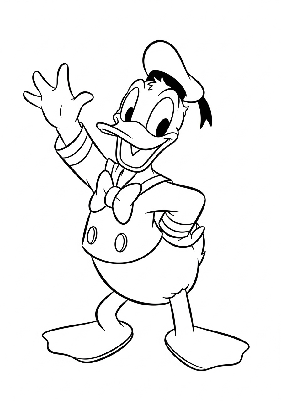 donald zwaait vrolijk kleurplaat