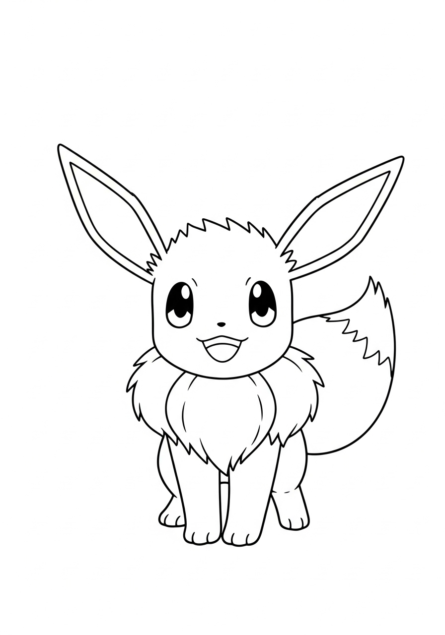 eenvoudige eevee illustratie om in te kleuren kleurplaat