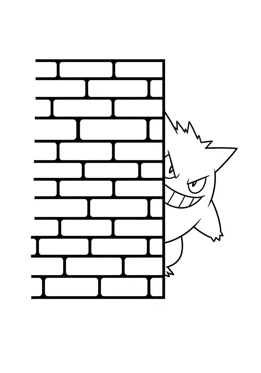 gengar achter muur kleurplaat