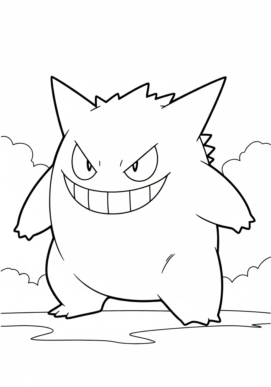 Gengar kleurplaat 20 gengar in de wolken kleurplaat