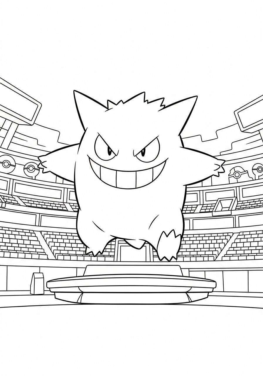 Gengar kleurplaat 19 gengar in stadion kleurplaat
