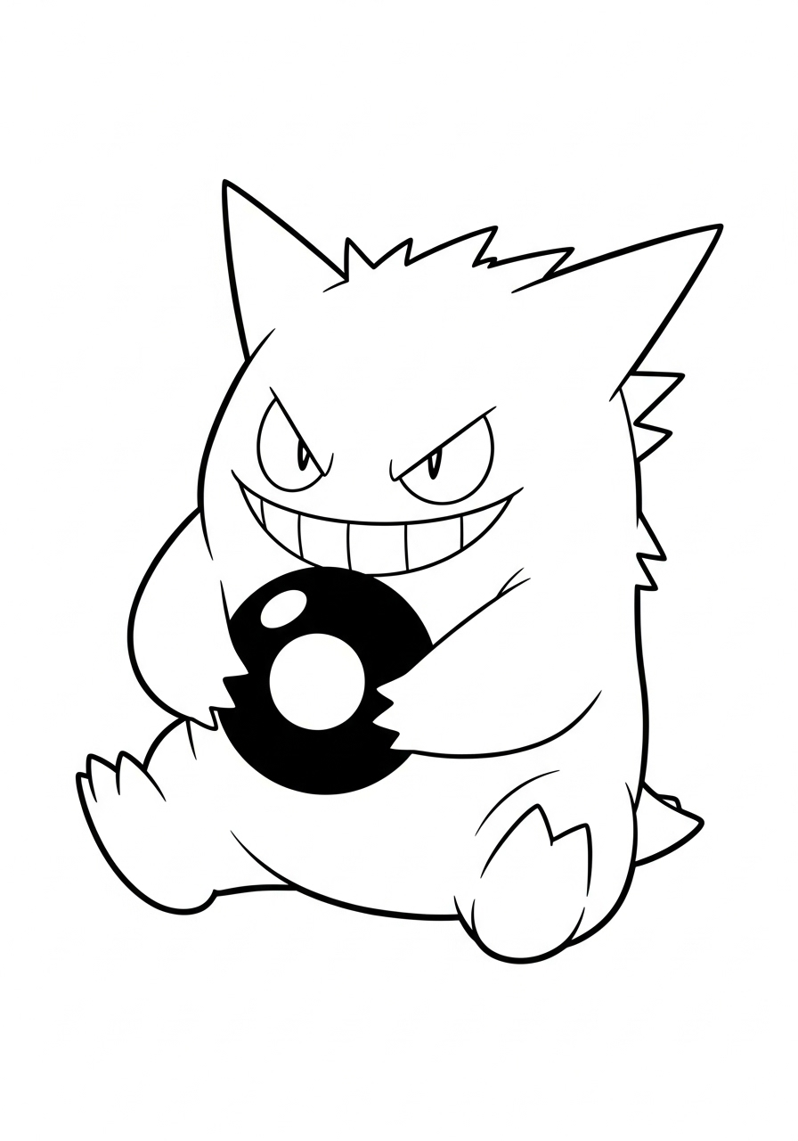 Gengar kleurplaat 18 gengar met magische bal kleurplaat
