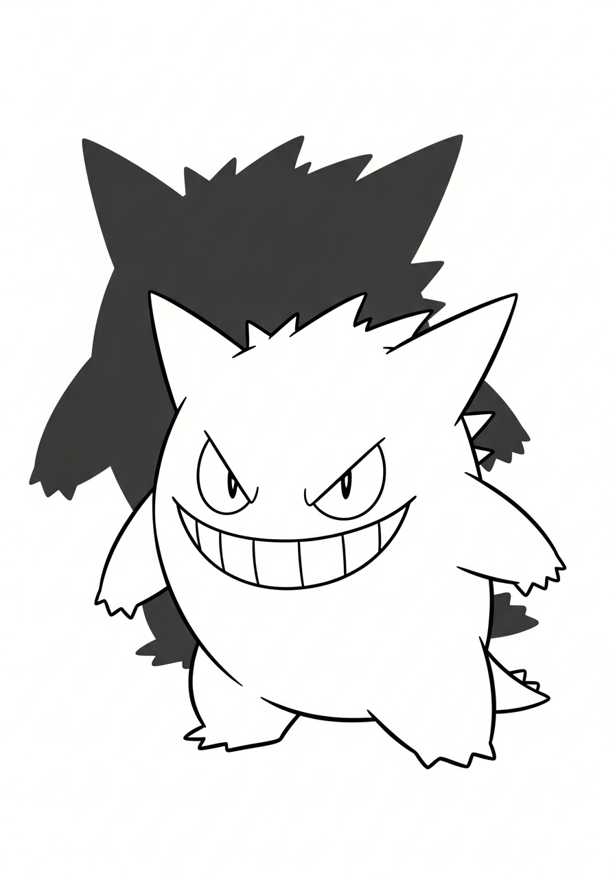 Gengar kleurplaat 16 gengar met schaduw kleurplaat