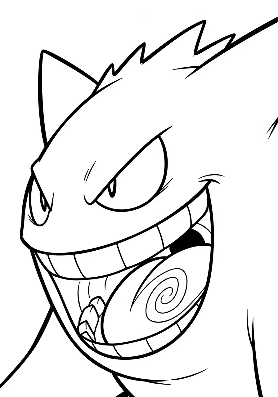 grote gengar grijns kleurplaat