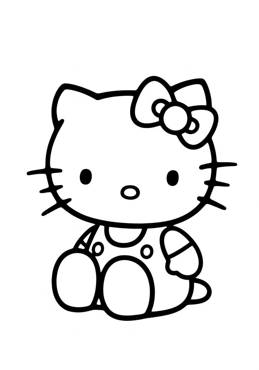 Hello kitty kleurplaat 9 hello kitty zittend en dromend kleurplaat