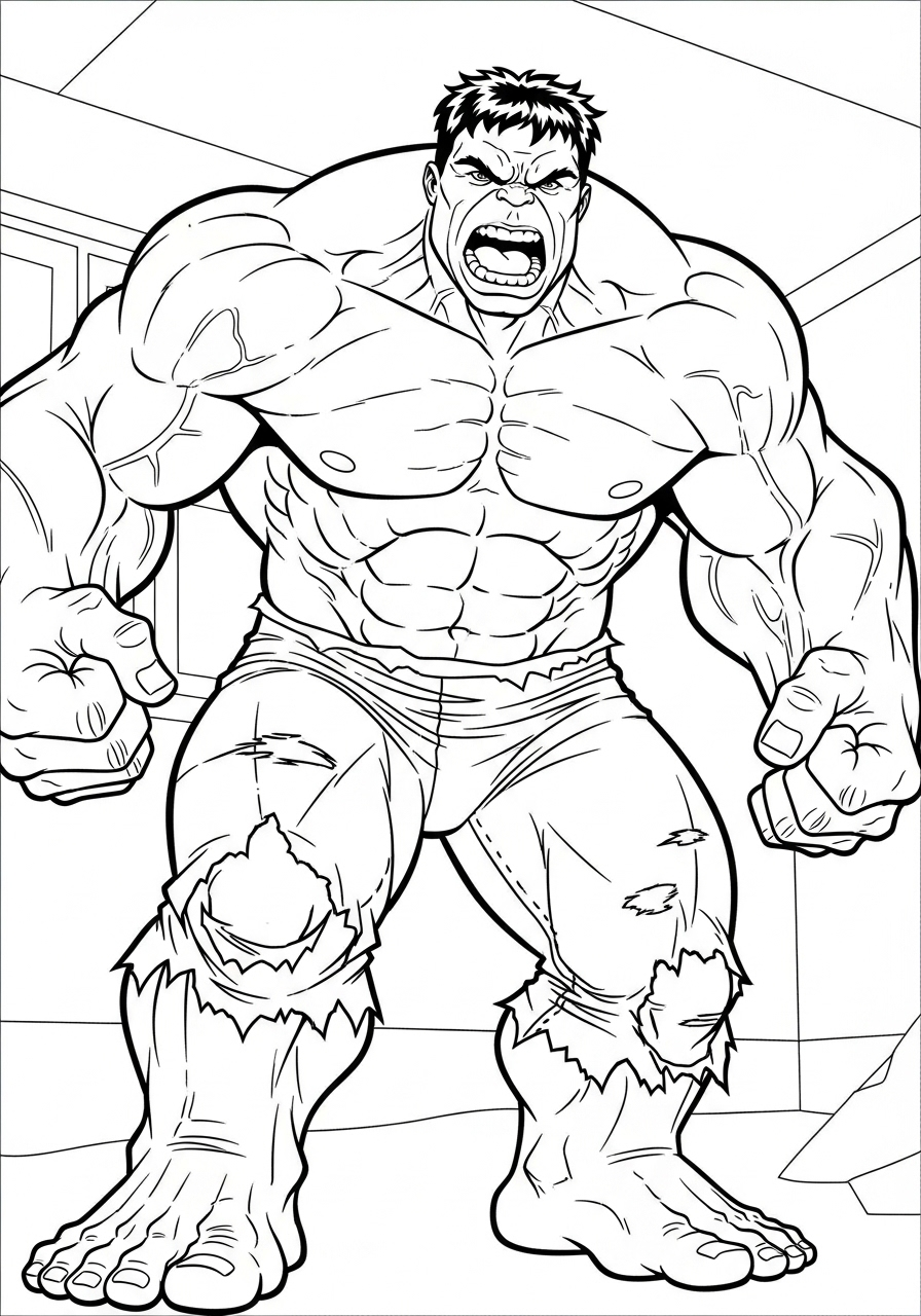 Kleurplaat Hulk 8 hulk brult vol kracht kleurplaat