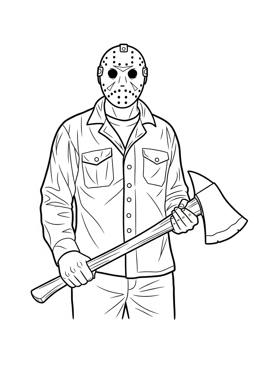 Kleurplaat Jason Voorhees 15 jason voorhees met bijl kleurplaat