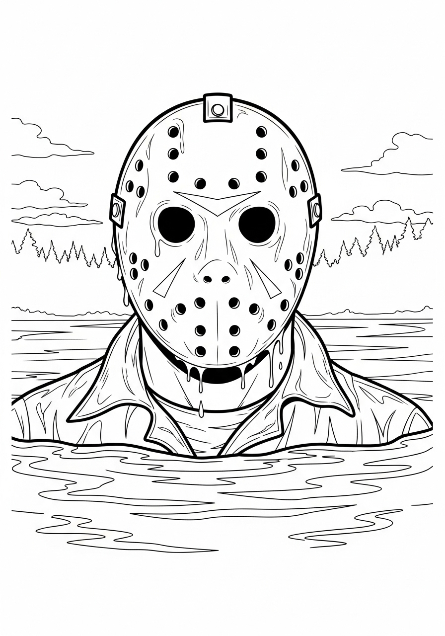 Kleurplaat Jason Voorhees 20 jason voorhees uit meer kleurplaat