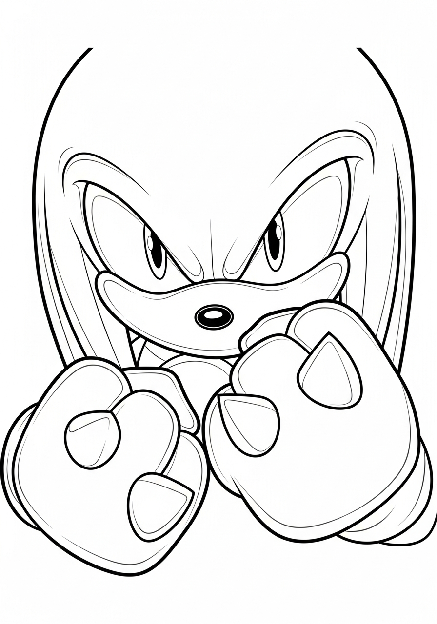 knuckles klaar voor actie kleurplaat