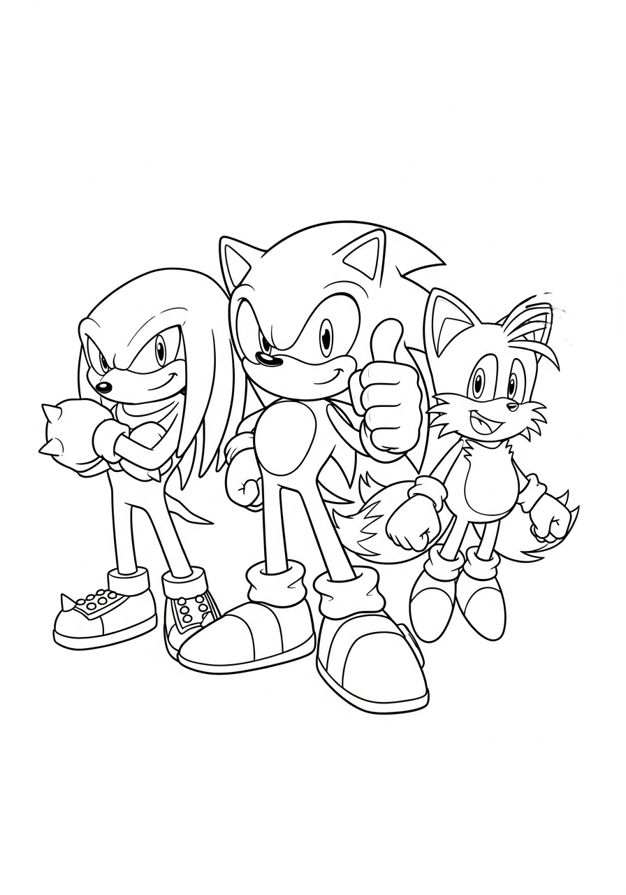 Kleurplaat Knuckles 21 knuckles sonic en tails samen kleurplaat