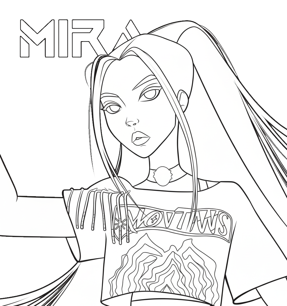 KPop Demon Hunters Mira Kleurplaat 15 kpop demon hunters mira idool kleurplaat