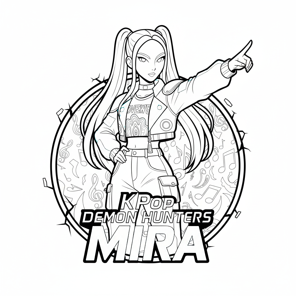 KPop Demon Hunters Mira Kleurplaat 11 kpop demon hunters mira logo kleurplaat