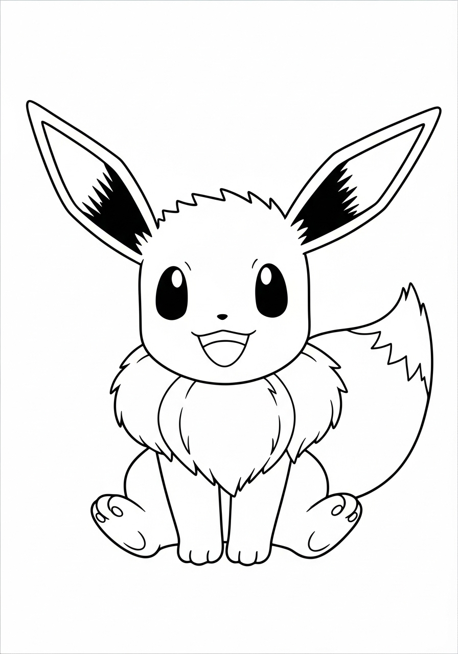 lachende eevee zittend kleurplaat